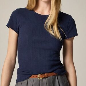 J. Crew Pointelle Navy blue Short Sleeve Tee